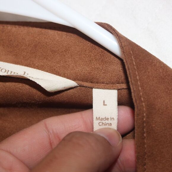 SOFT SURROUNDINGSShape Drape Suede Jacket cardigan  in Saddle Size large - Picture 9 of 9